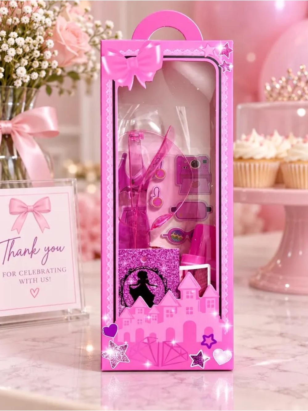 Pink Princess Party Favor Box For Girls Birthday Goodie Bag Kids Part Favors